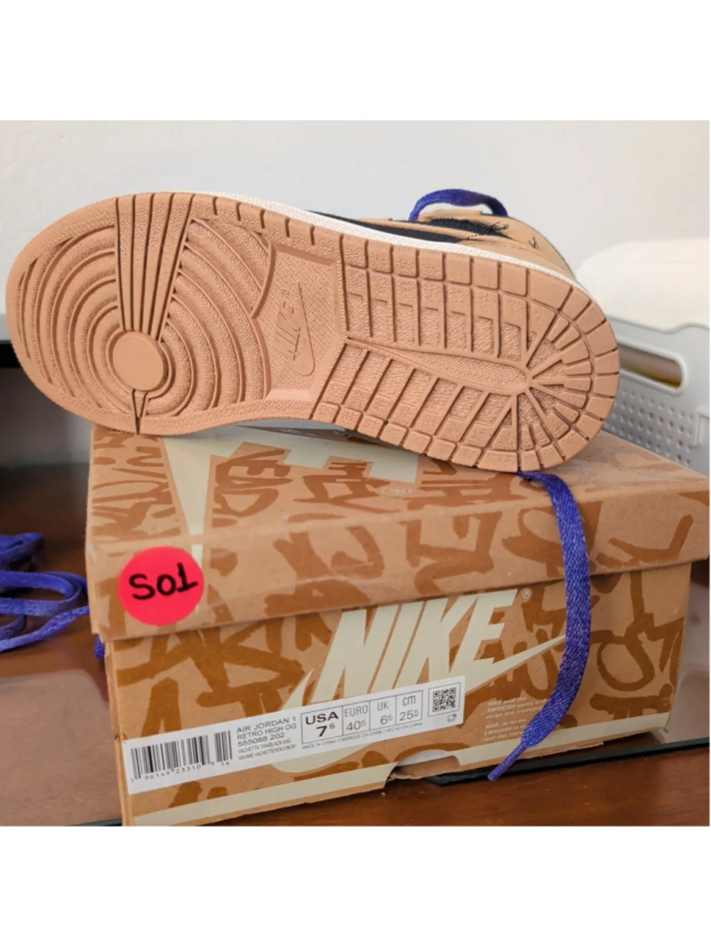Jordan 1 Retro High OG Heirloom Vachetta Tan Black Denim